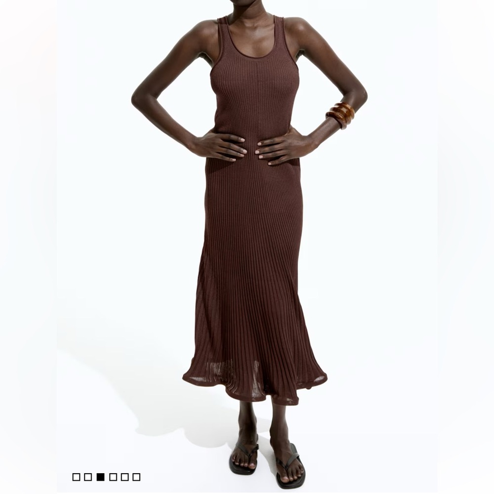H&M Dark Brown Ribbed Maxi Dress